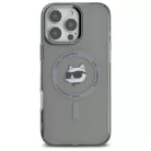 iPhone 16 Pro Fekete Karl Lagerfeld IML Fém Choupette Fej MagSafe tok