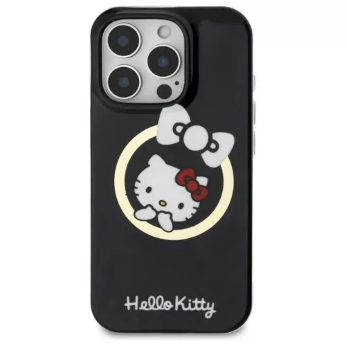 iPhone 16 Pro Fekete Hello Kitty IML Fun Bow Magsafe tok
