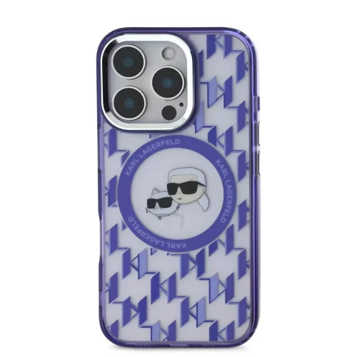 iPhone 16 Pro Lila Karl Lagerfeld IML Monogram K&CH Heads MagSafe tok