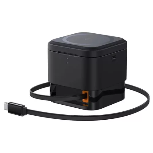 Baseus - Töltőállomás (P10264100123-00) - Kocka alak, MagSafe, Qi, Type-C, 25W - Fekete