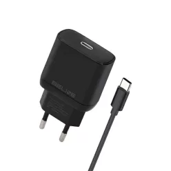   Beline 1x USB-C 30W töltő + USB-C kábel fekete PD 3.0 BLNCB30C GaN