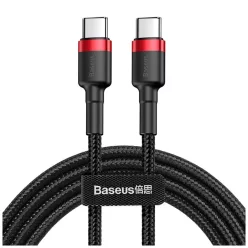   Baseus Cafule Nylon harisnyázott USB-Type C/USB-Type C kábel PD2.0 60W 20V 3A QC3.0 1m fekete/piros
