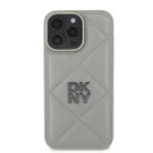 iPhone 16 Pro szürke DKNY PU bőr steppelt logós tok