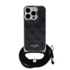 iPhone 16 Pro Fekete Guess IML 4G Mintás Átlós Hevederes Tok