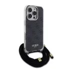 iPhone 16 Pro Fekete Guess IML 4G Mintás Átlós Hevederes Tok