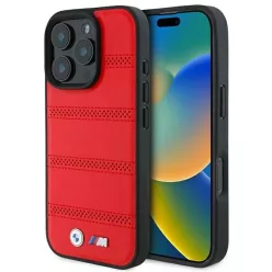   iPhone 16 Pro Piros BMW M Perforált és Varrt Vonal MagSafe tok