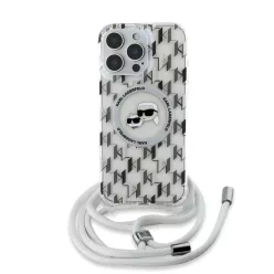   iPhone 16 Pro átlátszó Karl Lagerfeld IML Monogram Crossbody K&CH Heads MagSafe tok