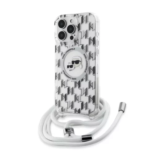 iPhone 16 Pro átlátszó Karl Lagerfeld IML Monogram Crossbody K&CH Heads MagSafe tok