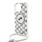 iPhone 16 Pro átlátszó Karl Lagerfeld IML Monogram Crossbody K&CH Heads MagSafe tok