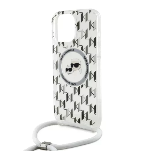 iPhone 16 Pro átlátszó Karl Lagerfeld IML Monogram Crossbody K&CH Heads MagSafe tok