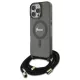 Apple iPhone 16 Pro 6.3" Fekete/Fekete Guess GUHMP16LHCTSGNSK Keménytok Crossbody Kötél Script MagSafe tok