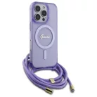iPhone 16 Pro 6.3" lila/lila merev tok Guess GUHMP16LHCTSGNSU Crossbody Cord Script MagSafe tok