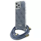 iPhone 16 Pro 6.3" Kék/Kék Guess GUHCP16LHC4SEB Crossbody zsinóros 4G mintázatú tok
