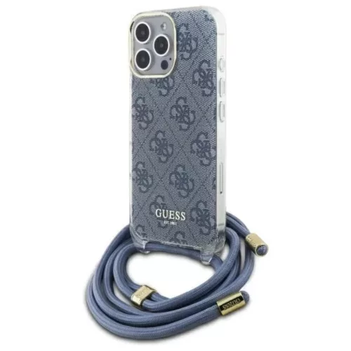 iPhone 16 Pro 6.3" Kék/Kék Guess GUHCP16LHC4SEB Crossbody zsinóros 4G mintázatú tok