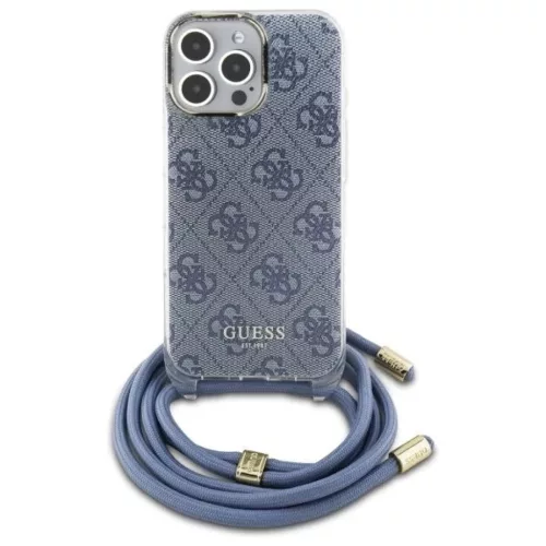 iPhone 16 Pro 6.3" Kék/Kék Guess GUHCP16LHC4SEB Crossbody zsinóros 4G mintázatú tok
