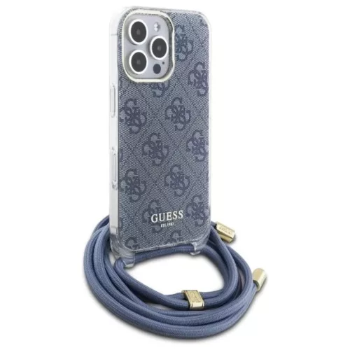 iPhone 16 Pro 6.3" Kék/Kék Guess GUHCP16LHC4SEB Crossbody zsinóros 4G mintázatú tok