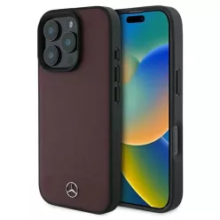   Mercedes Texturált és Sima Bőr MagSafe tok iPhone 16 Pro - piros tok