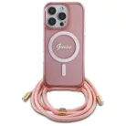 iPhone 16 Pro 6.3" Guess Crossbody Cord Script MagSafe pink/pink tok