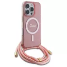 iPhone 16 Pro 6.3" Guess Crossbody Cord Script MagSafe pink/pink tok