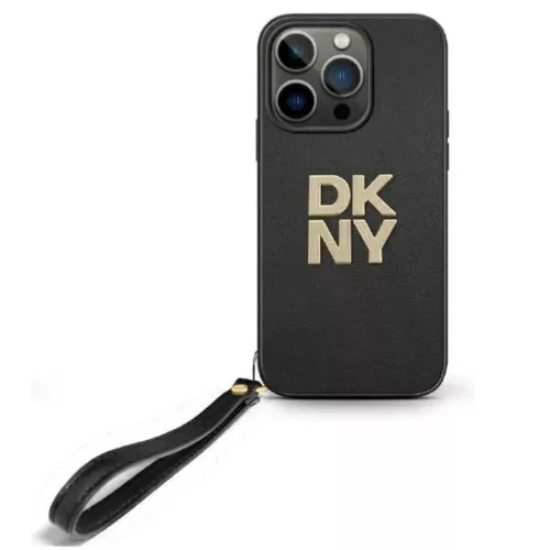 iPhone 16 Pro 6.3" fekete/fekete DKNY DKHCP16LPBSWSK keménytok Wrist Strap Stock Logo tok