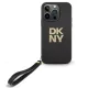 iPhone 16 Pro 6.3" fekete/fekete DKNY DKHCP16LPBSWSK keménytok Wrist Strap Stock Logo tok