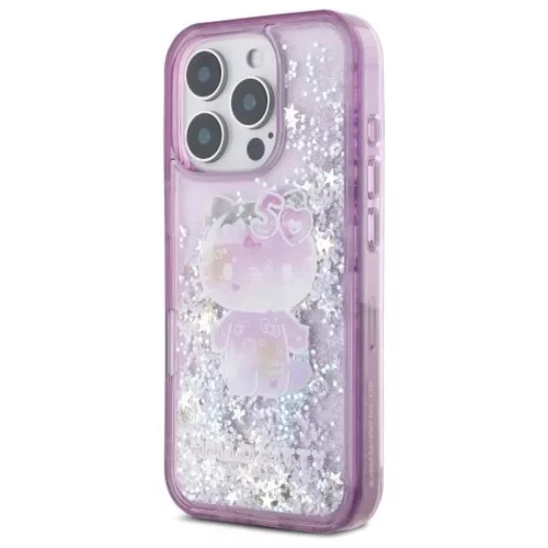 iPhone 16 Pro 6.3" lila/lila Hello Kitty HKHCP16LL50PPU keménytok Liquid Glitter 50. évfordulós party tok