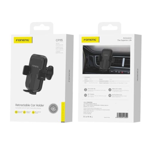 Szellőzőre erősíthető telefontartó Foneng CP115 (Fekete)