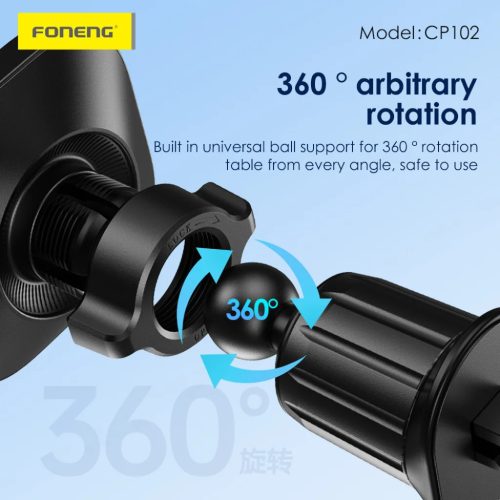 Foneng CP102 mágneses szellőzőre erősíthető telefontartó (Fekete)