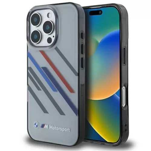 iPhone 16 Pro Szürke BMW Motosport IML Random Stripes tok