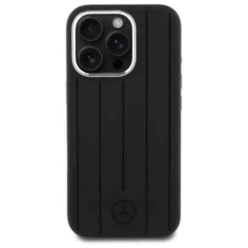 Eredeti tok IPHONE 16 PRO Mercedes Keménytok Szilikon Függőleges Tonális Csíkos MagSafe (MEHMP16L23SUVSK) fekete tok