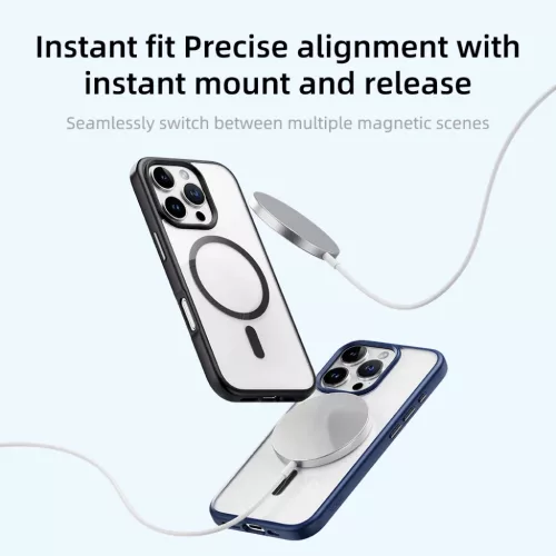 Rock Guard Series Mágneses tok iPhone 16 Pro számára átlátszó-fekete tok