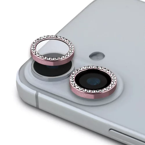 iPhone 16/16 Plus Rózsaszín Guess Rögzített Csillogó Védőüveg üvegfólia