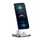 Satechi Alumínium 2 az 1-ben Mágneses Vezeték Nélküli Töltőállvány (iPhone 12/13, AirPods Pro, USB-C kábel mellékelve) - Fehér
