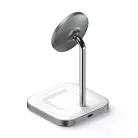 Satechi Alumínium 2 az 1-ben Mágneses Vezeték Nélküli Töltőállvány (iPhone 12/13, AirPods Pro, USB-C kábel mellékelve) - Fehér