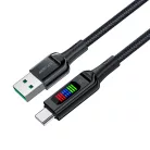 Acefast C7-04 USB-A USB-C 60W 1.2m kábel kijelzővel - fekete