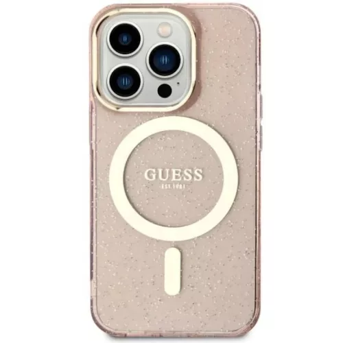 Guess GUHMN61HCMCGP iPhone 11 pink/pink kemény tok Glitter Gold MagSafe tok