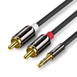   Ugreen AV116 10591 audio mini jack kábel 3.5 mm (apa) / 2RCA (apa) 5m - fekete
