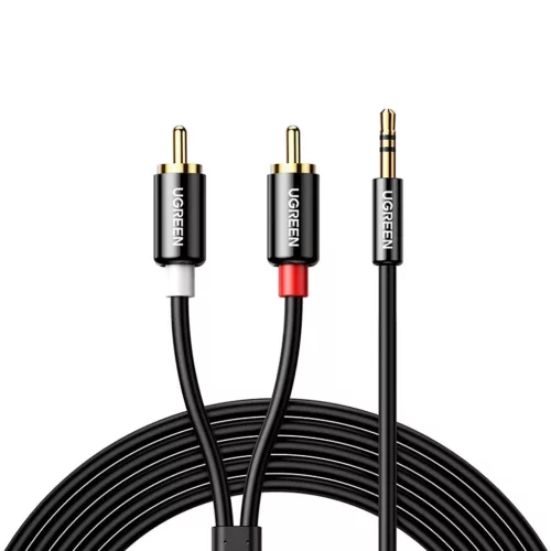 Ugreen AV116 10591 audio mini jack kábel 3.5 mm (apa) / 2RCA (apa) 5m - fekete