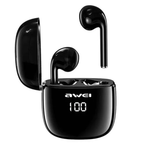 Bluetooth 5.0 TWS Fejhallgató + AWEI Dokkolóállomás (T28P) fekete