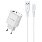 AWEI nice. hálózati töltő PD81L-EU 22.5W + USB kábel + Lightning fehér/fehér GaN