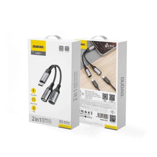 Dudao L13C+ 2 az 1-ben USB-C Adapter - Szürke