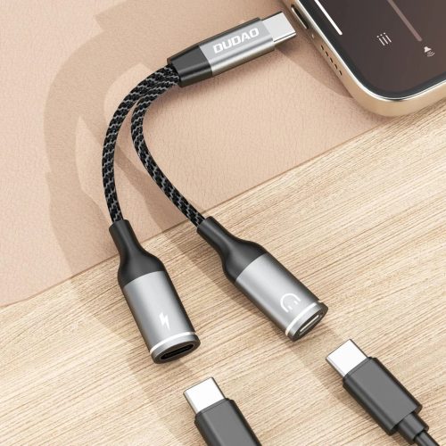 Dudao L13C+ 2 az 1-ben USB-C Adapter - Szürke