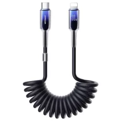   Joyroom S-A43 Crystal-Clear Sorozat 30W USB-C - Lightning spirálkábel 1,5m - fekete