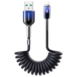   Joyroom S-A43 Crystal-Clear Series 3A USB-A - Lightning spirál kábel 1.5m - fekete