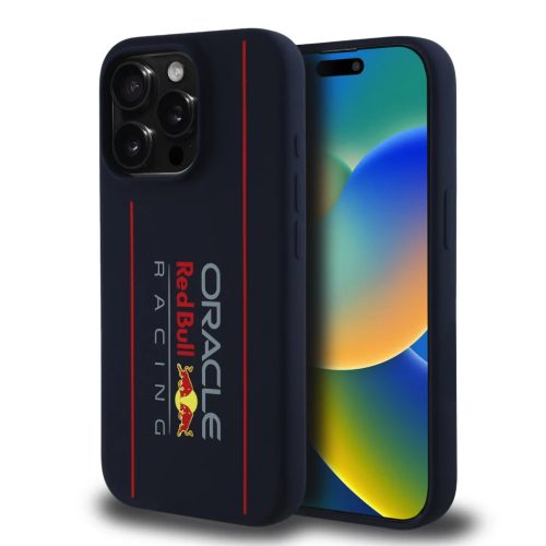 Red Bull Szilikon Függőleges Logós MagSafe tok iPhone 15 Pro Max-hoz Sötétkék