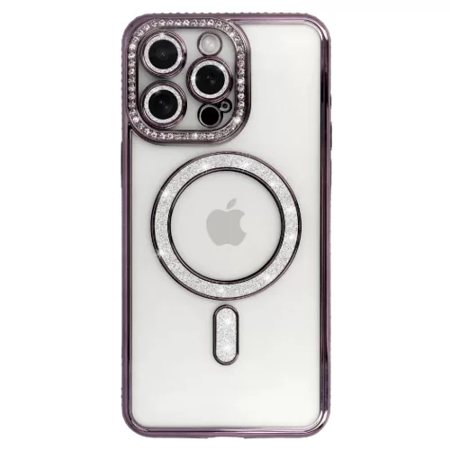 Bling Magsafe tok Iphone 16 Pro készülékhez lila színben