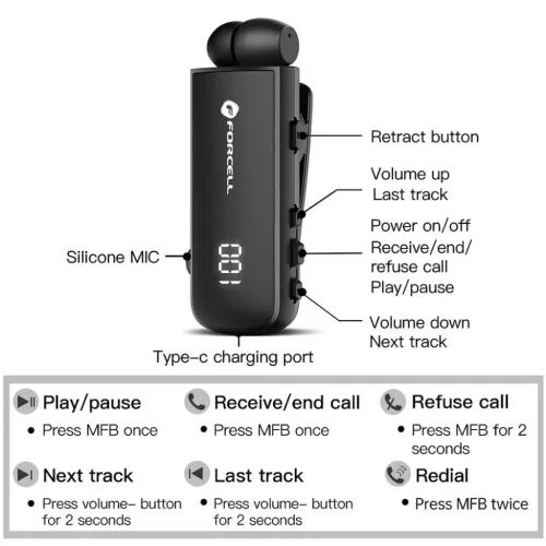 FORCELL F-AUDIO vezeték nélküli fülhallgató Drive EarBud