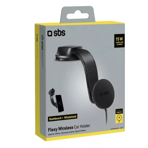 Vezeték nélküli töltéssel kompatibilis autós telefontartó SBS TESUPPMAG15W2115W MagSafe - fekete