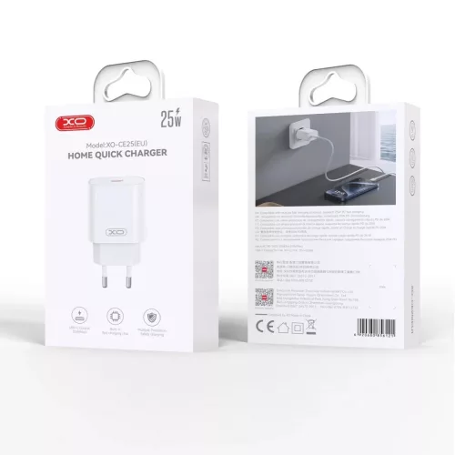 XO fali töltő CE25 PD 25W 1x USB-C fehér