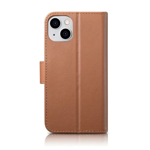iCarer Wallet 2in1 bőr fliptok iPhone 14 Anti-RFID barna tok (WMI14220725-BN)